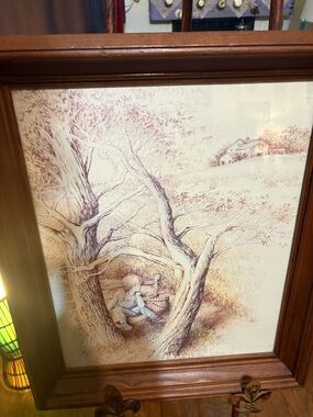 Little Boy Bucket Tree E. Hale Vintage Home Interiors 17x20 Framed Artwork